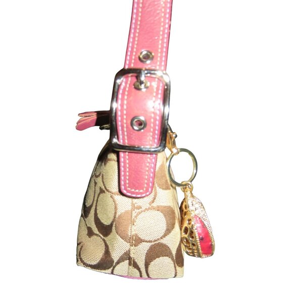 SOLD Coach 2005 Vintage Canvas & Suede Signature Demi Baguette Sufflette Bag - Picture 4 of 12